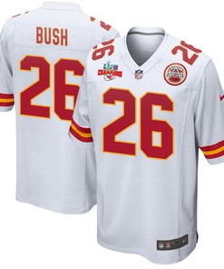 Deon Bush 26 Kansas City Chiefs Super Bowl LVII Champions 3 Stars Men Game Jersey - White