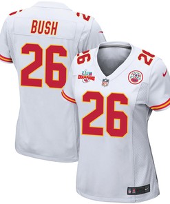 Deon Bush 26 Kansas City Chiefs Super Bowl LVII Champions 3 Stars Women Game Jersey - White