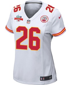 Deon Bush 26 Kansas City Chiefs Super Bowl LVII Champions 3 Stars Women Game Jersey - White