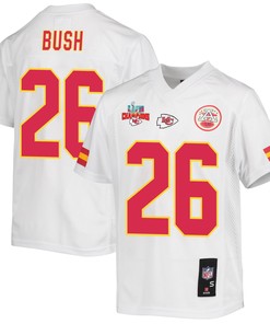Deon Bush 26 Kansas City Chiefs Super Bowl LVII Champions 3 Stars Youth Game Jersey - White