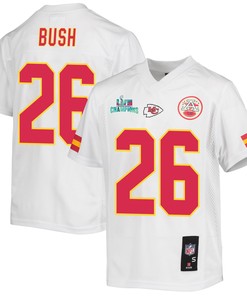Deon Bush 26 Kansas City Chiefs Super Bowl LVII Champions Youth Game Jersey - White
