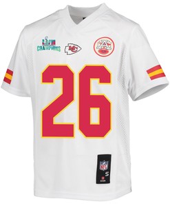 Deon Bush 26 Kansas City Chiefs Super Bowl LVII Champions Youth Game Jersey - White