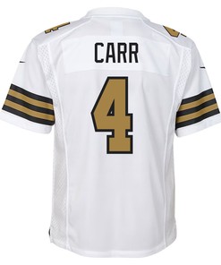 Derek Carr 4 New Orleans Saints Alternate Game Youth Jersey - White
