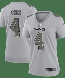 Derek Carr 4 New Orleans Saints Atmosphere Fashion Game Women Jersey - Gray