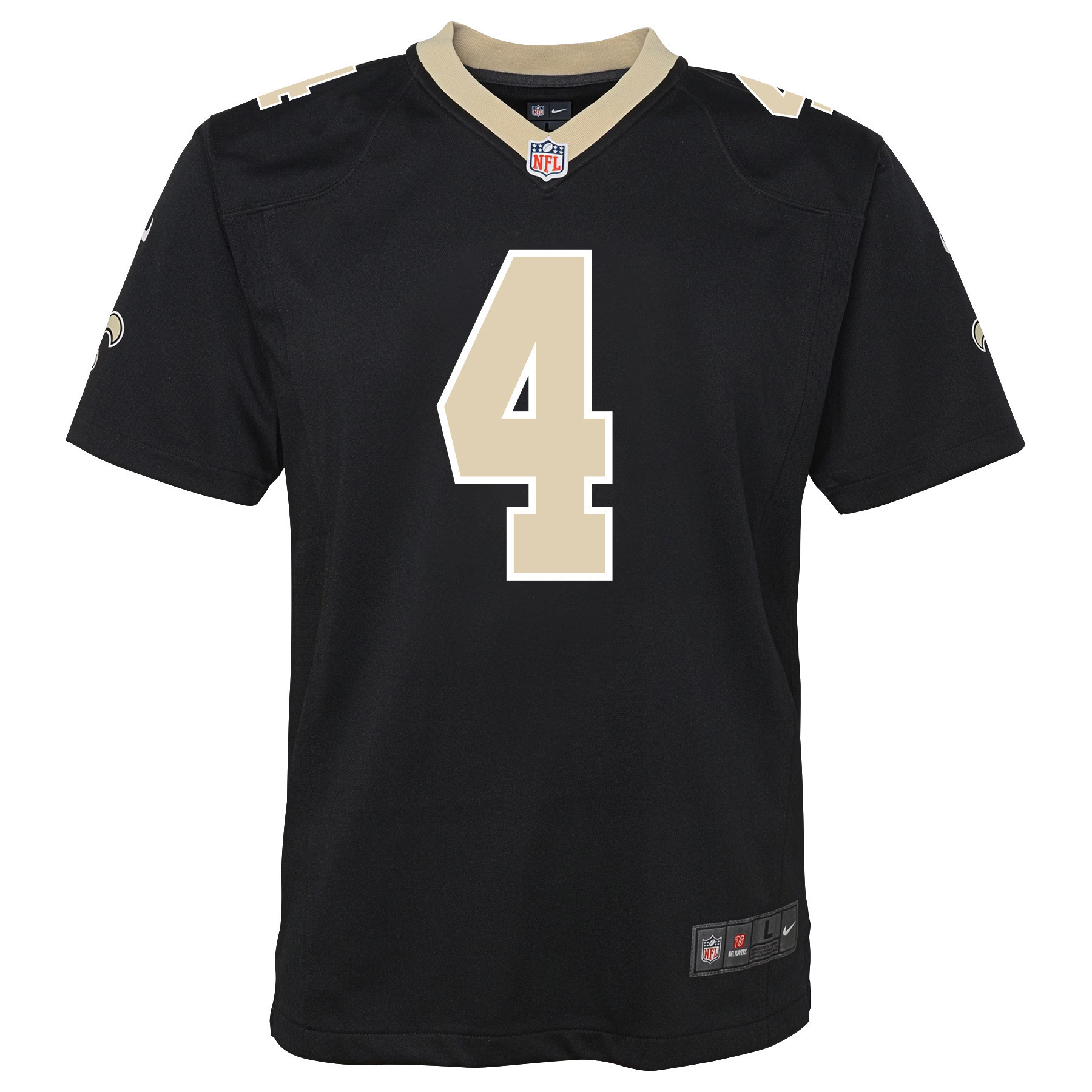 Derek Carr 4 New Orleans Saints Game Youth Jersey - Black