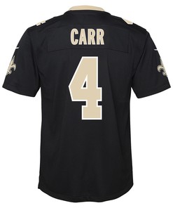Derek Carr 4 New Orleans Saints Game Youth Jersey - Black