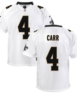 Derek Carr 4 New Orleans Saints Game Youth Jersey - White