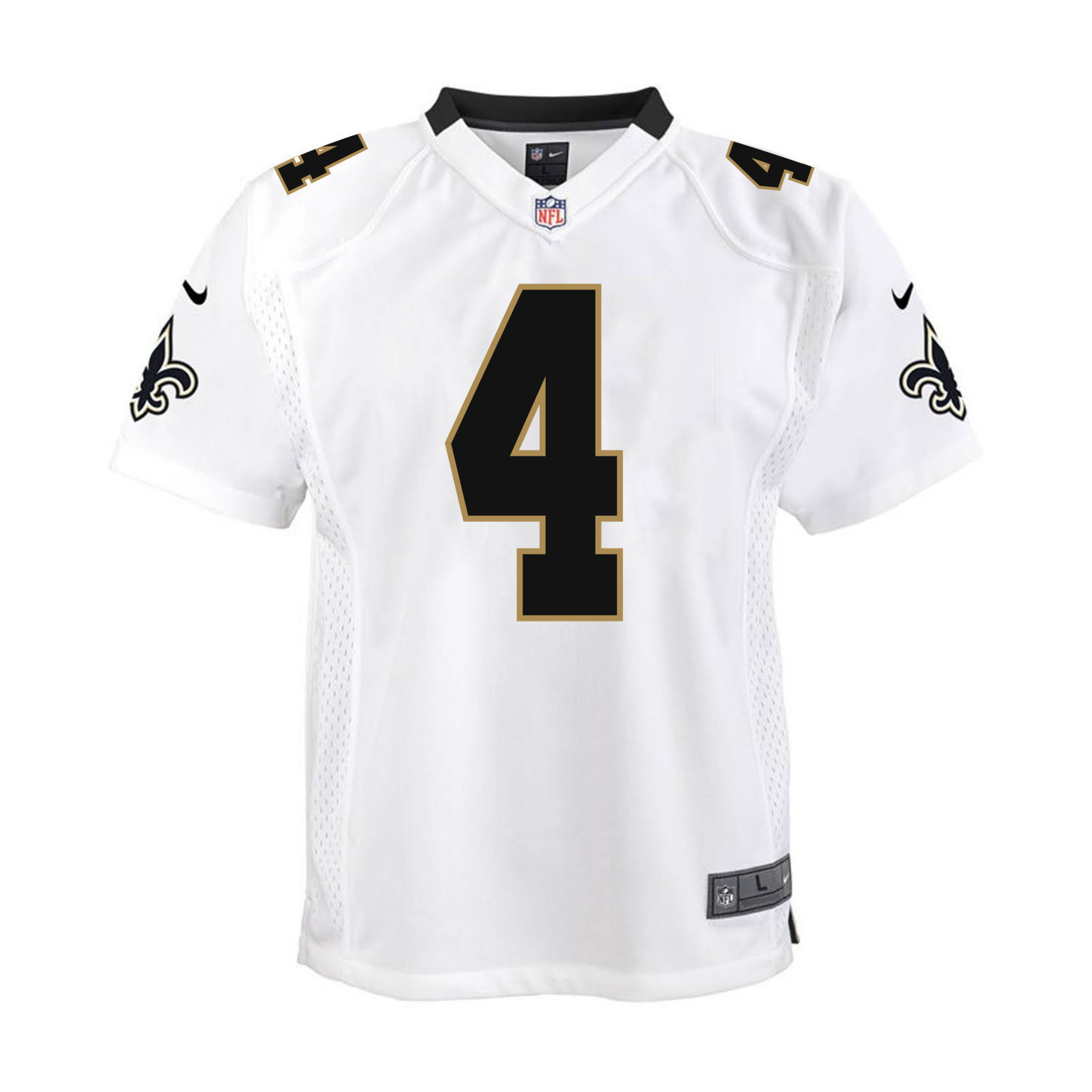 Derek Carr 4 New Orleans Saints Game Youth Jersey - White