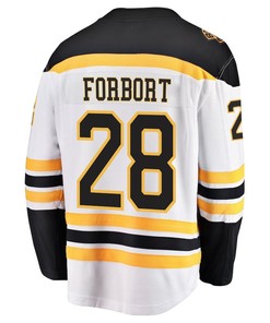 Derek Forbort 28 Boston Bruins Stanley Cup 2023 Playoffs Patch Away Breakaway Men Jersey - White