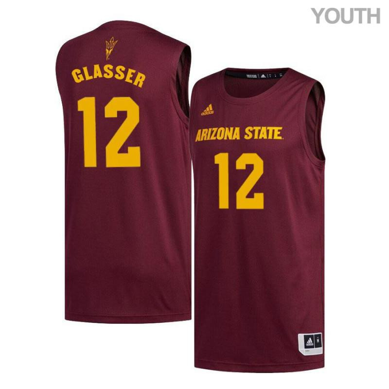 Derek Glasser 12 Arizona State Sun Devils Basketball Youth Jersey - Maroon