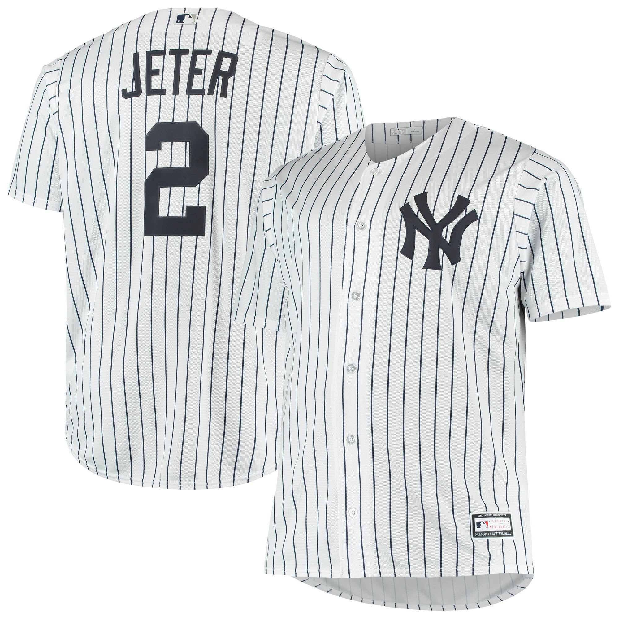 Derek Jeter New York Yankees Big & Tall Replica Player Jersey - White Mlb