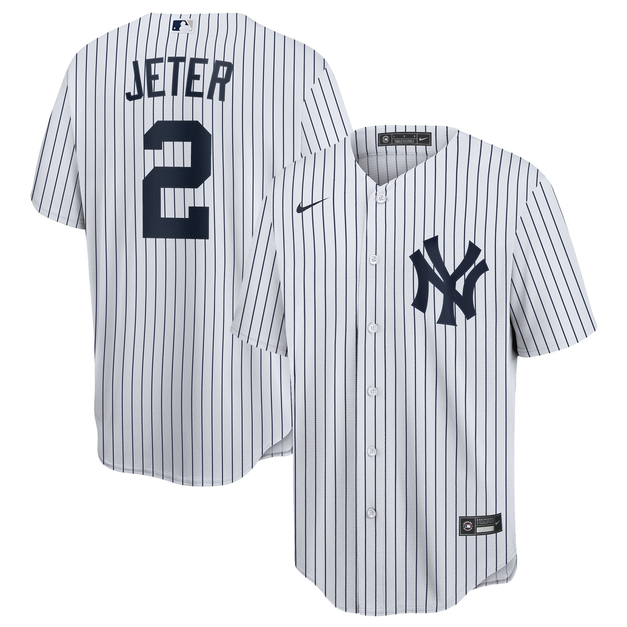 Derek Jeter New York Yankees Home Replica Player Name Jersey - White/navy Mlb