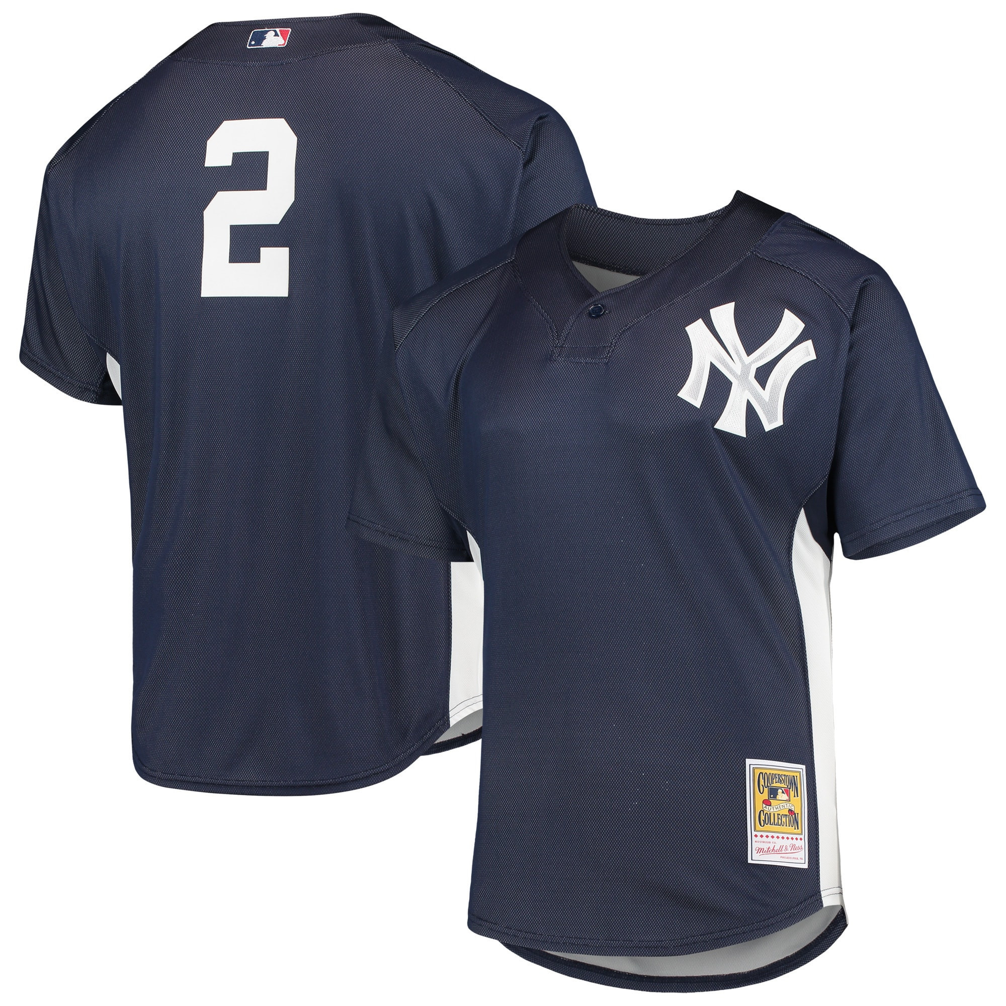 Derek Jeter New York Yankees Mitchell & Ness Cooperstown Collection Mesh Batting Practice Jersey - Navy Mlb