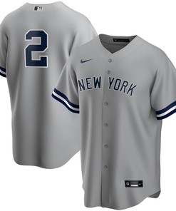 Derek Jeter New York Yankees Road Replica Player Jersey Gray Mlb