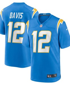 Derius Davis 12 Los Angeles Chargers Team Game Jersey - Powder Blue