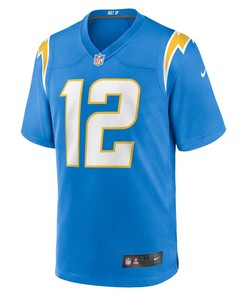 Derius Davis 12 Los Angeles Chargers Team Game Jersey - Powder Blue
