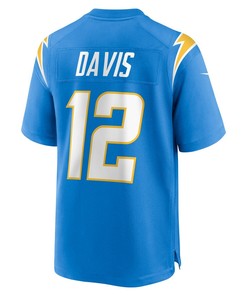 Derius Davis 12 Los Angeles Chargers Team Game Jersey - Powder Blue