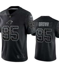 Derrick Brown 95 Carolina Panthers Black Reflective Limited Jersey - Men