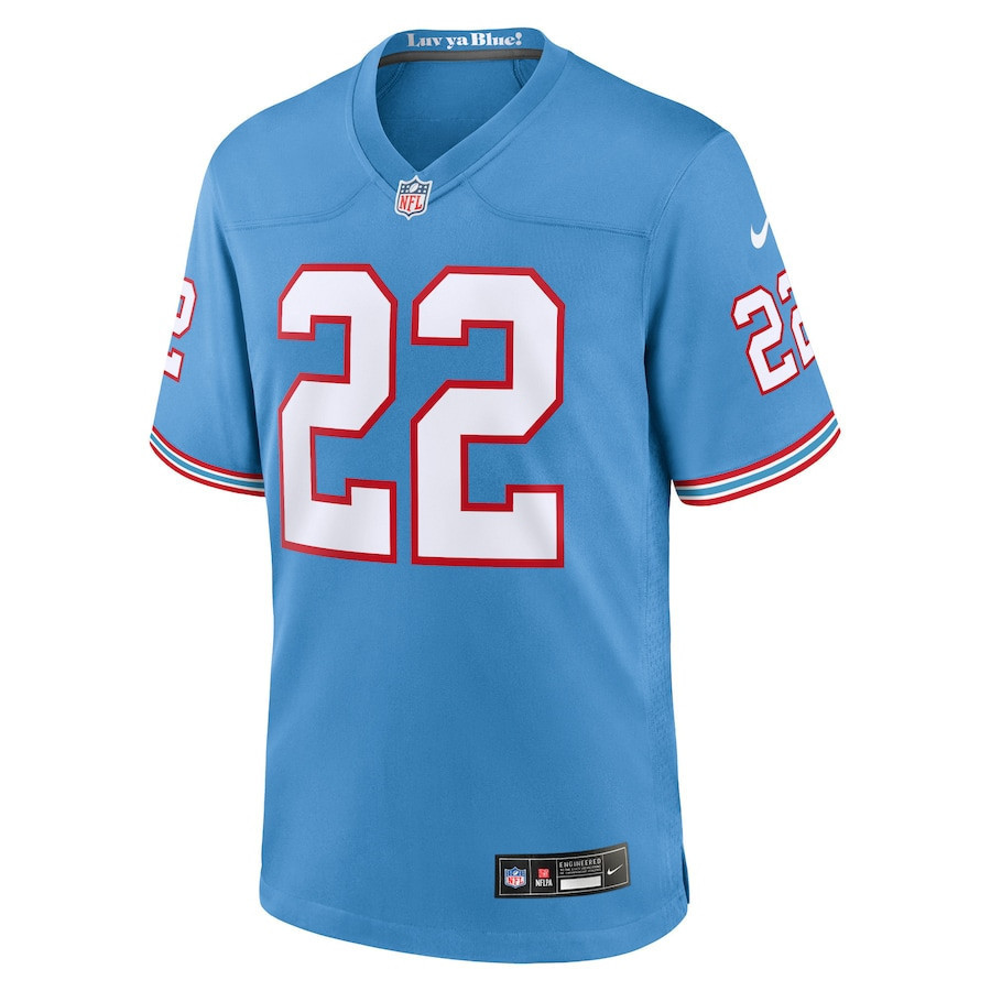 Derrick Henry 22 Tennessee Titans Oilers Throwback Alternate Game Men Jersey - Light Blue