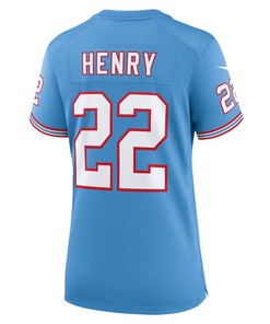 Derrick Henry 22 Tennessee Titans Oilers Throwback Alternate Game Women Jersey - Light Blue
