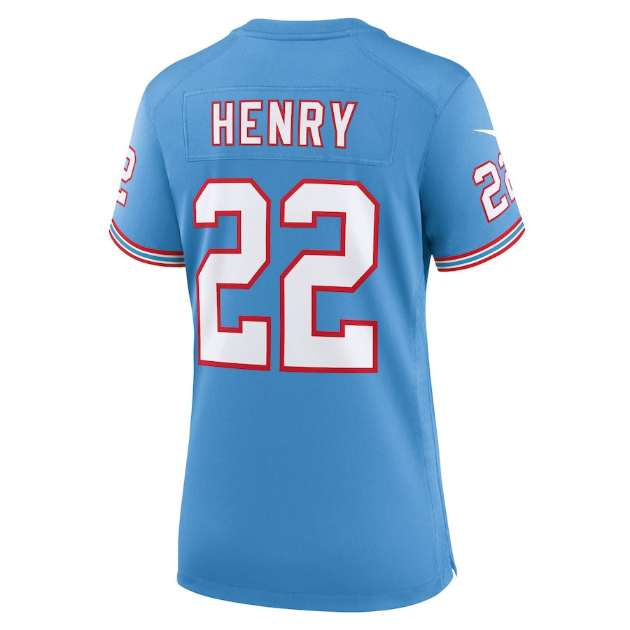 Derrick Henry 22 Tennessee Titans Oilers Throwback Alternate Game Women Jersey - Light Blue