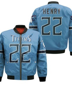 Derrick Henry Tennessee Titans Game Light Blue 2019 Jersey Inspired Style Bomber Jacket