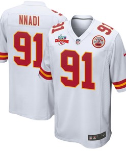 Derrick Nnadi 91 Kansas City Chiefs Super Bowl LVII Champions 3 Stars Men Game Jersey - White