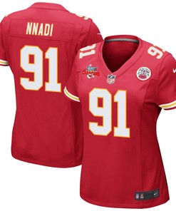 Derrick Nnadi 91 Kansas City Chiefs Super Bowl LVII Champions 3 Stars Women Game Jersey - Red
