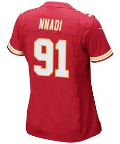 Derrick Nnadi 91 Kansas City Chiefs Super Bowl LVII Champions 3 Stars Women Game Jersey - Red