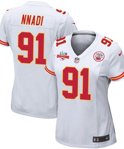 Derrick Nnadi 91 Kansas City Chiefs Super Bowl LVII Champions 3 Stars Women Game Jersey - White