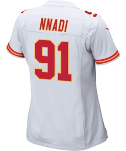 Derrick Nnadi 91 Kansas City Chiefs Super Bowl LVII Champions 3 Stars Women Game Jersey - White