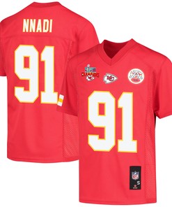 Derrick Nnadi 91 Kansas City Chiefs Super Bowl LVII Champions 3 Stars Youth Game Jersey - Red