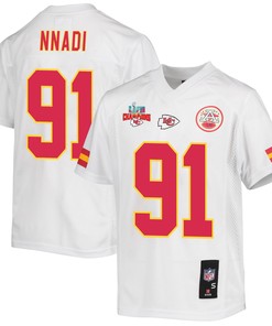 Derrick Nnadi 91 Kansas City Chiefs Super Bowl LVII Champions 3 Stars Youth Game Jersey - White