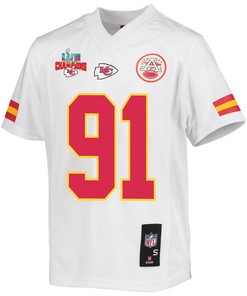 Derrick Nnadi 91 Kansas City Chiefs Super Bowl LVII Champions 3 Stars Youth Game Jersey - White