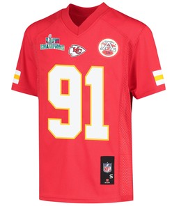 Derrick Nnadi 91 Kansas City Chiefs Super Bowl LVII Champions Youth Game Jersey - Red