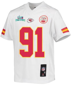 Derrick Nnadi 91 Kansas City Chiefs Super Bowl LVII Champions Youth Game Jersey - White