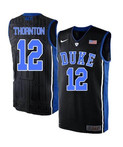 Derryck Thornton 12 Duke Blue Devils Elite Basketball Men Jersey - Black Blue