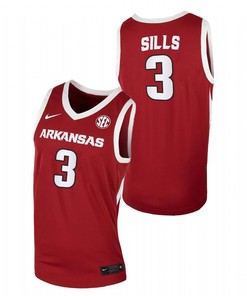 Desi Sills 3 Arkansas Razorbacks College Basketball Away Men Jersey - Cardinal