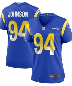 Desjuan Johnson 94 Los Angeles Rams Women's Home Game Jersey - Royal