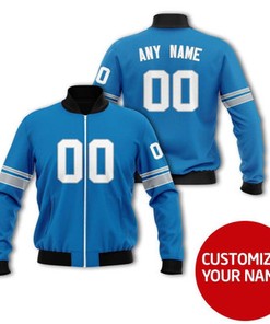 Detroit Lions #00 Personalized Honolulu Blue Jersey Style Gift With Custom Number Name For Lions Fans Bomber Jacket