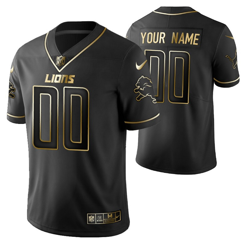 Detroit Lions 2021 Nfl Golden Brandedition Black Jersey Gift With Custom Name Number For Lions Fans
