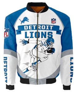 Detroit Lions Bomber Jacket Graphic Running men gift for fans