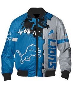 Detroit Lions Bomber Jacket graphic heart ECG line
