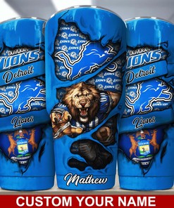 Detroit Lions Custom Name Tumbler Gift for Fan