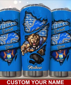 Detroit Lions Custom Name Tumbler Gift for Fan