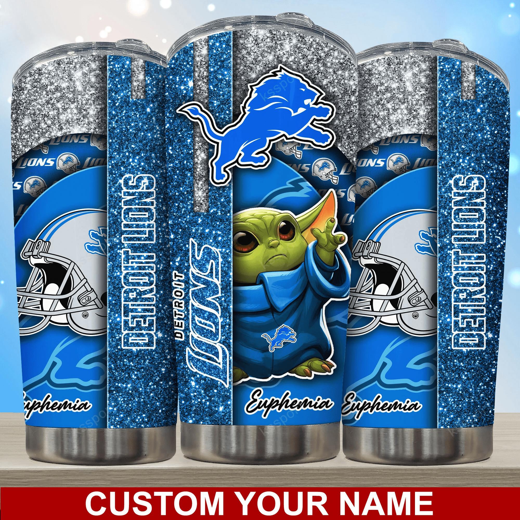 Detroit Lions Custom Name Tumbler - Show Your Lions Pride with a Custom Tumbler