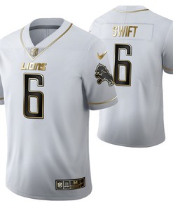 Detroit Lions Dandre Swift 6 2021 Nfl Golden Brandedition White Jersey Gift For Lions Fans