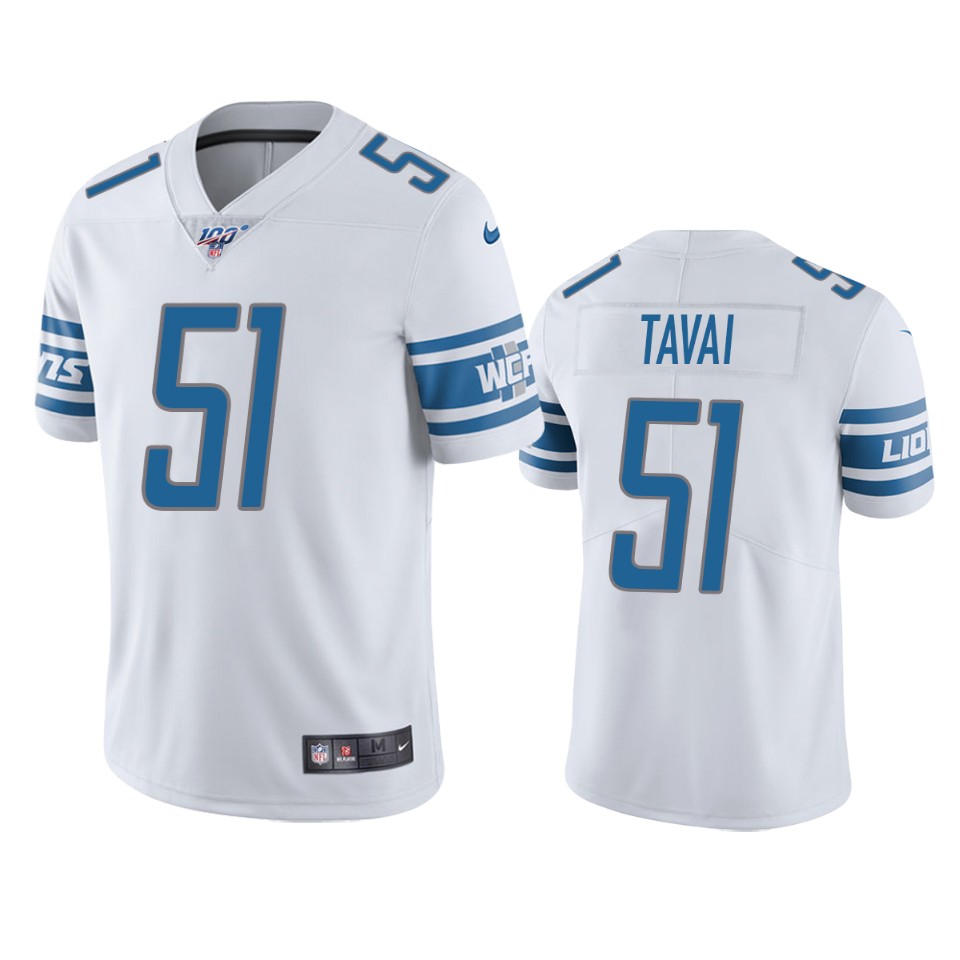 Detroit Lions Jahlani Tavai White 100th Season Vapor Limited Jersey
