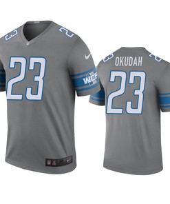 Detroit Lions Jeff Okudah Steel Color Rush Legend Jersey