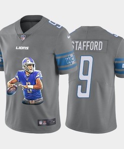 Detroit Lions Matthew Stafford #9 Nfl Portrait Brandedition Grey Jersey